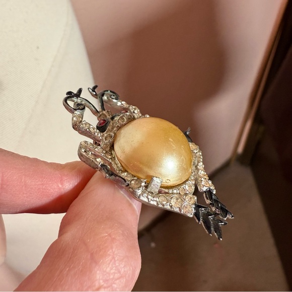 Vintage antique art deco 1920 1930 spider bug pearl dress clip brooch victorian - Picture 3 of 13